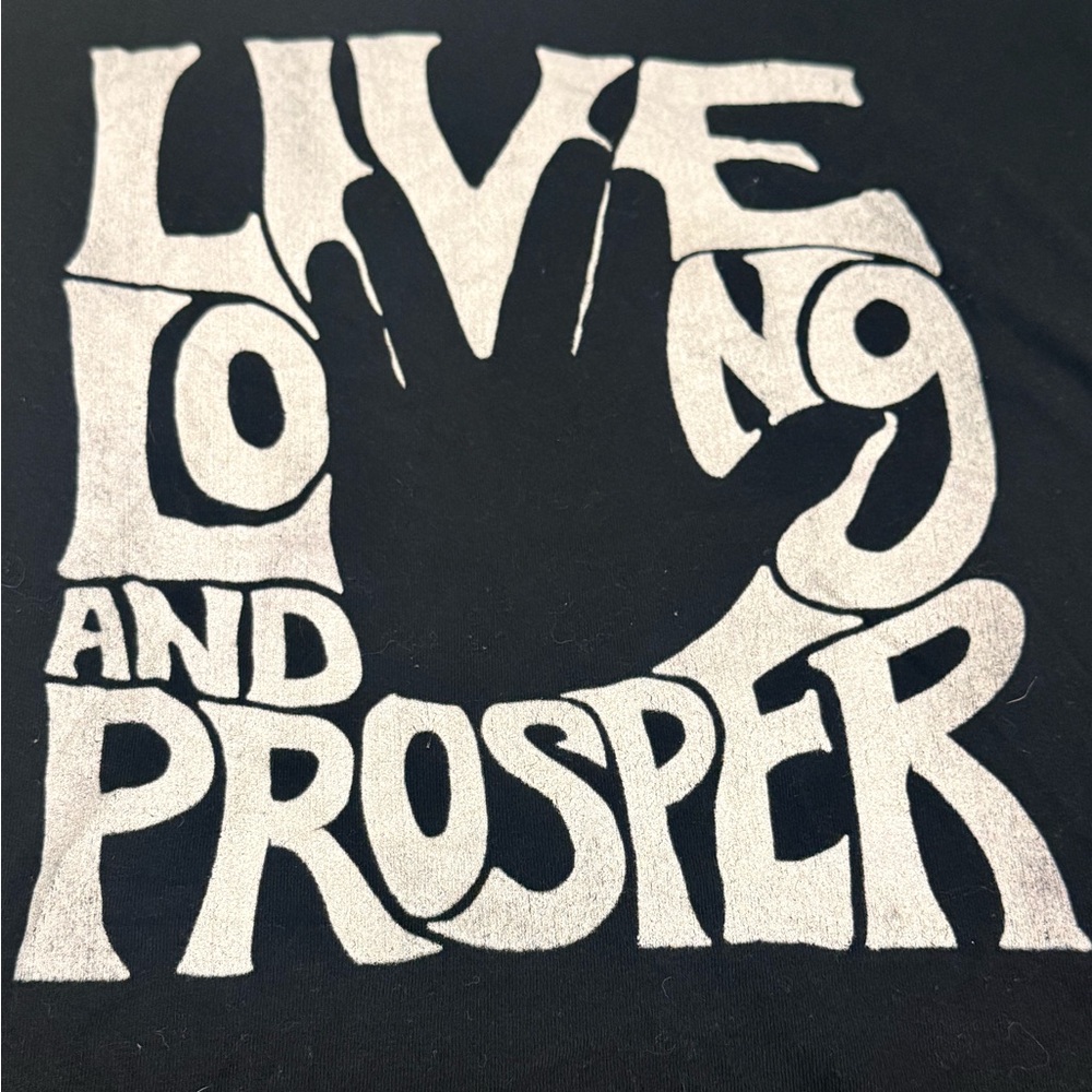 Live Long and Prosper Graphic Tee - Black with White Print. Size S. 100% cotton